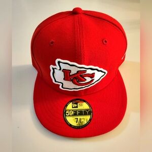 KANSAS CITY CHIEFS|New Era 59Fifty Team Headwear|Red/White Colorway|Size 7 3/8